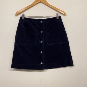 Uniqlo Black Corduroy Button Front Dark Academia Mini Skirt 4